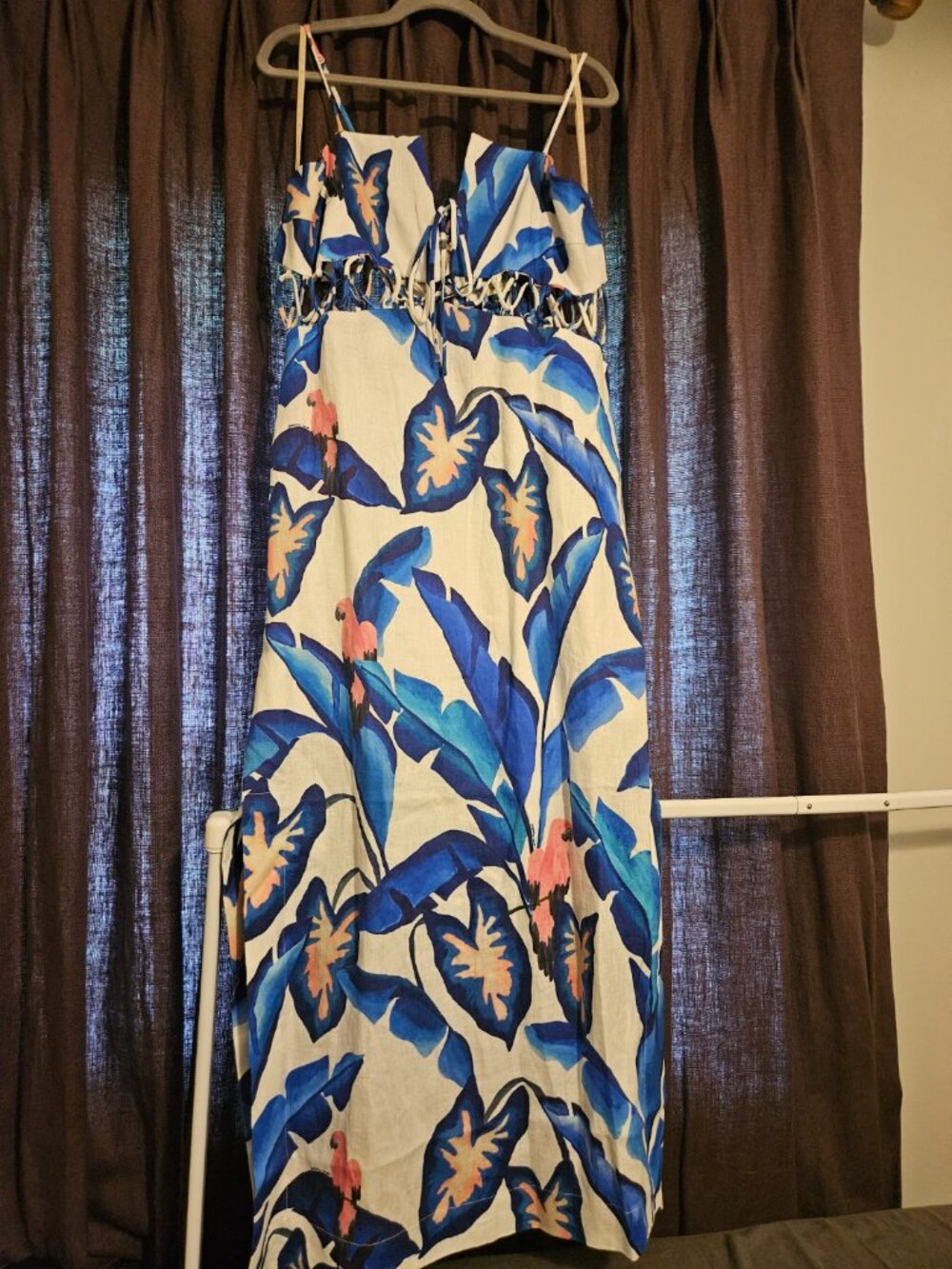 NWT Off-White Blue Foliage Maxi Dress - Picture 5 of 10